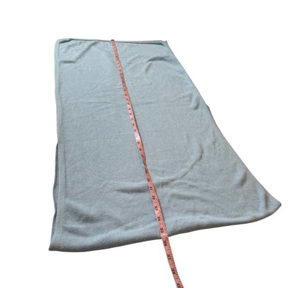 Caroline Grace Cotton Cashmere Baby Blue Asymmetrical Poncho Sweater Layer OS - Picture 7 of 13